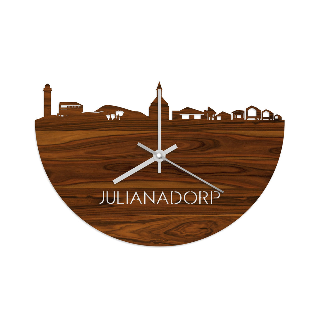 Skyline Klok Julianadorp Palissander houten cadeau decoratie relatiegeschenk van WoodWideCities