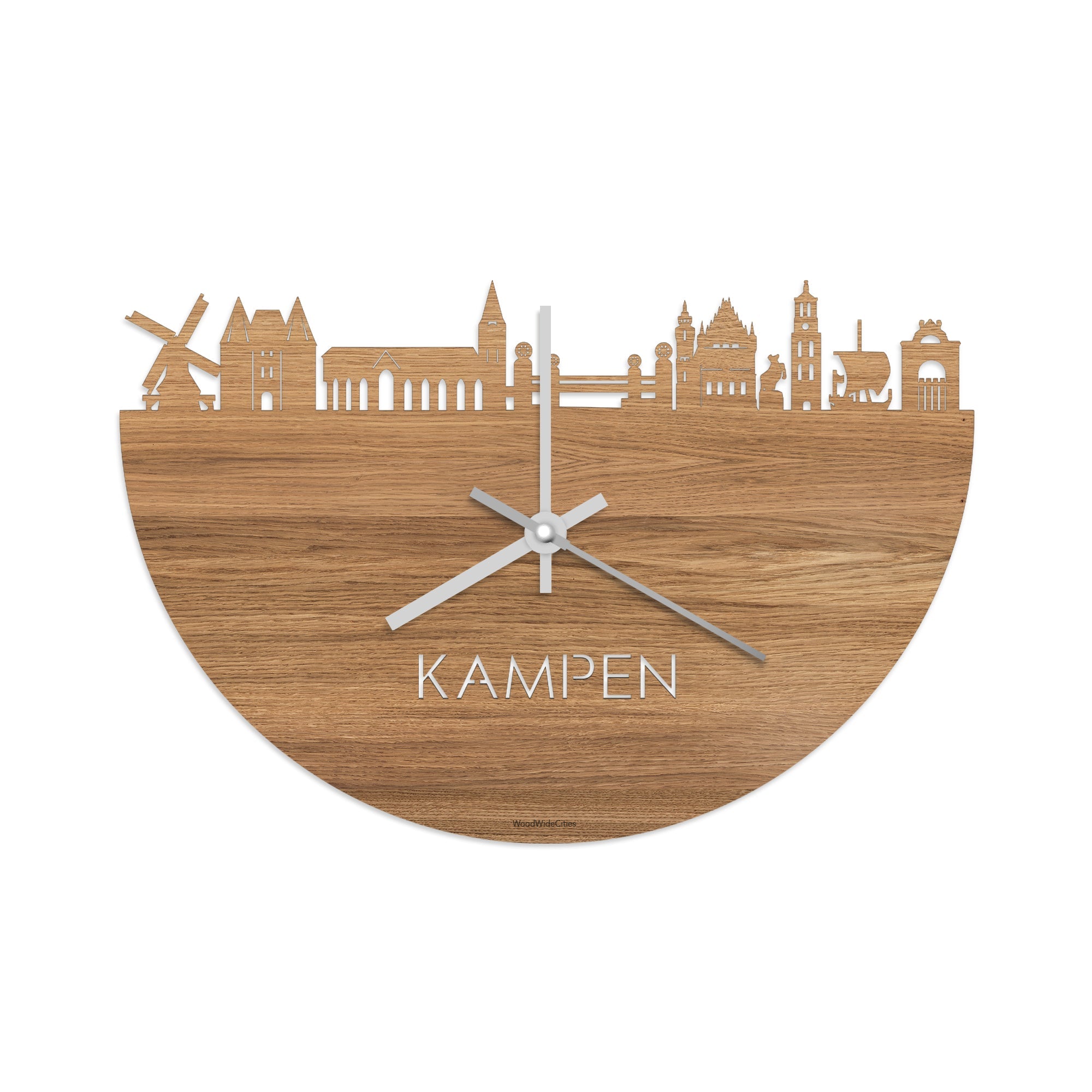 Skyline Klok Kampen Eiken houten cadeau decoratie relatiegeschenk van WoodWideCities