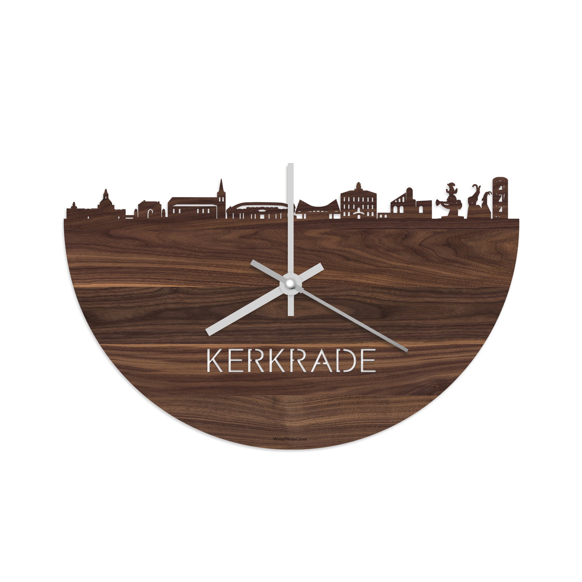 Skyline Klok Kerkrade Noten houten cadeau decoratie relatiegeschenk van WoodWideCities