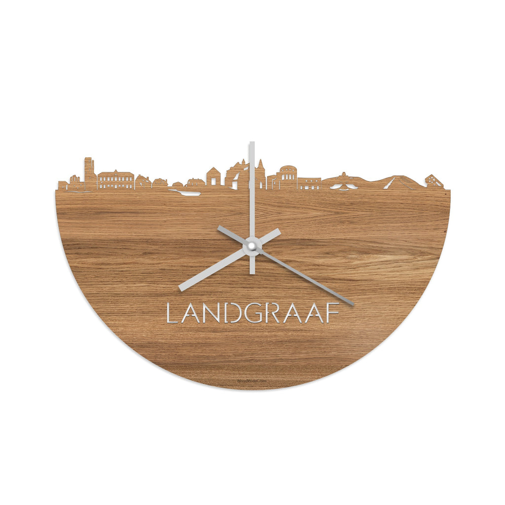 Skyline Klok Landgraaf Eiken houten cadeau wanddecoratie relatiegeschenk van WoodWideCities