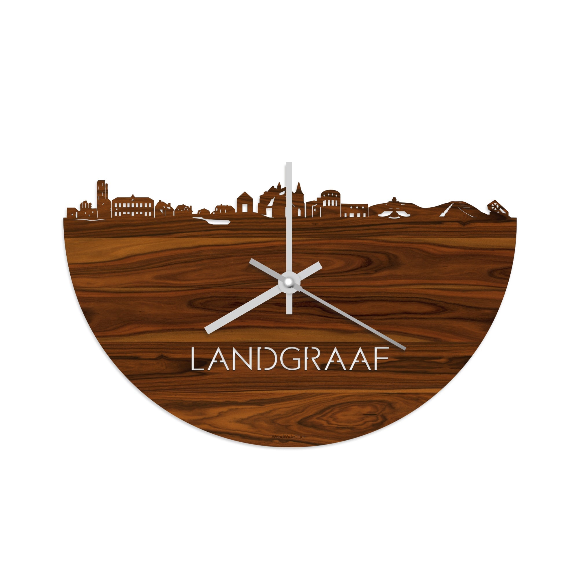 Skyline Klok Landgraaf Palissander houten cadeau wanddecoratie relatiegeschenk van WoodWideCities