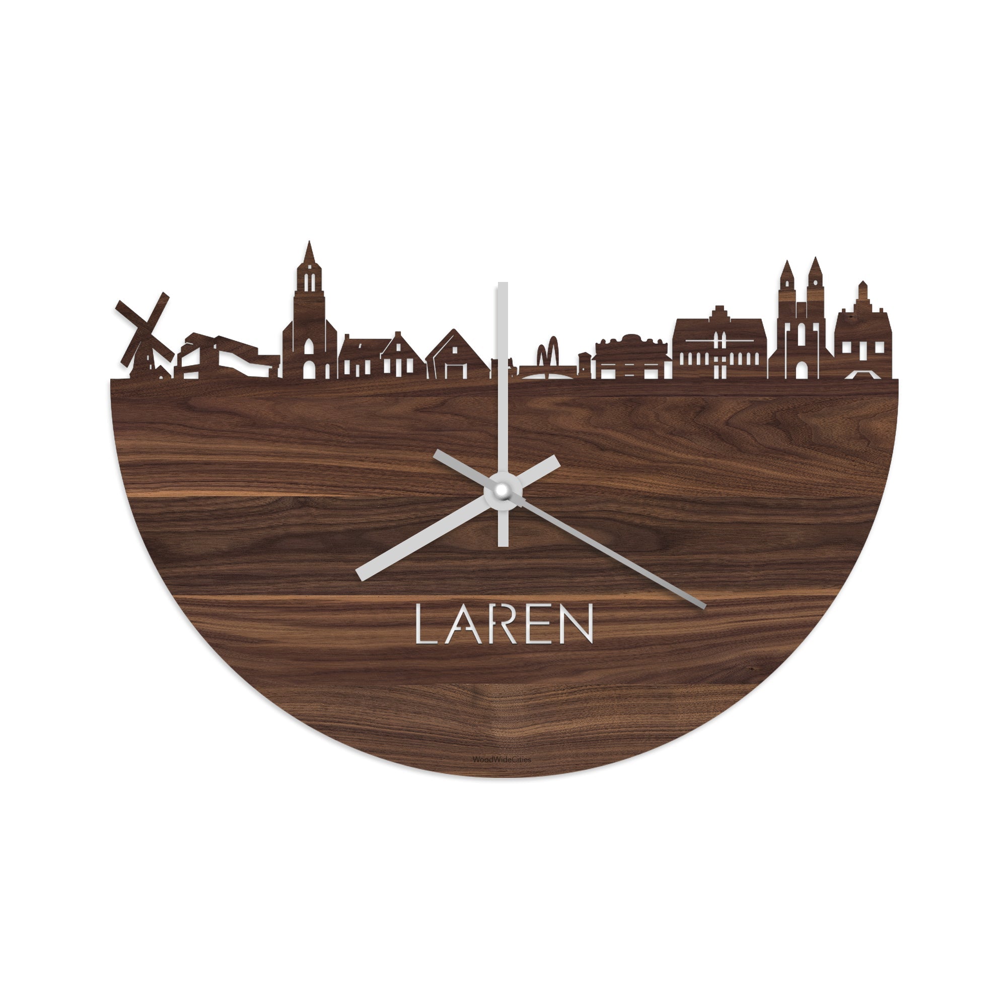 Skyline Klok Laren Noten houten cadeau wanddecoratie relatiegeschenk van WoodWideCities