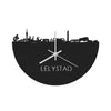 Skyline Klok Lelystad Black Zwart houten cadeau wanddecoratie relatiegeschenk van WoodWideCities