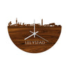 Skyline Klok Lelystad Palissander houten cadeau wanddecoratie relatiegeschenk van WoodWideCities