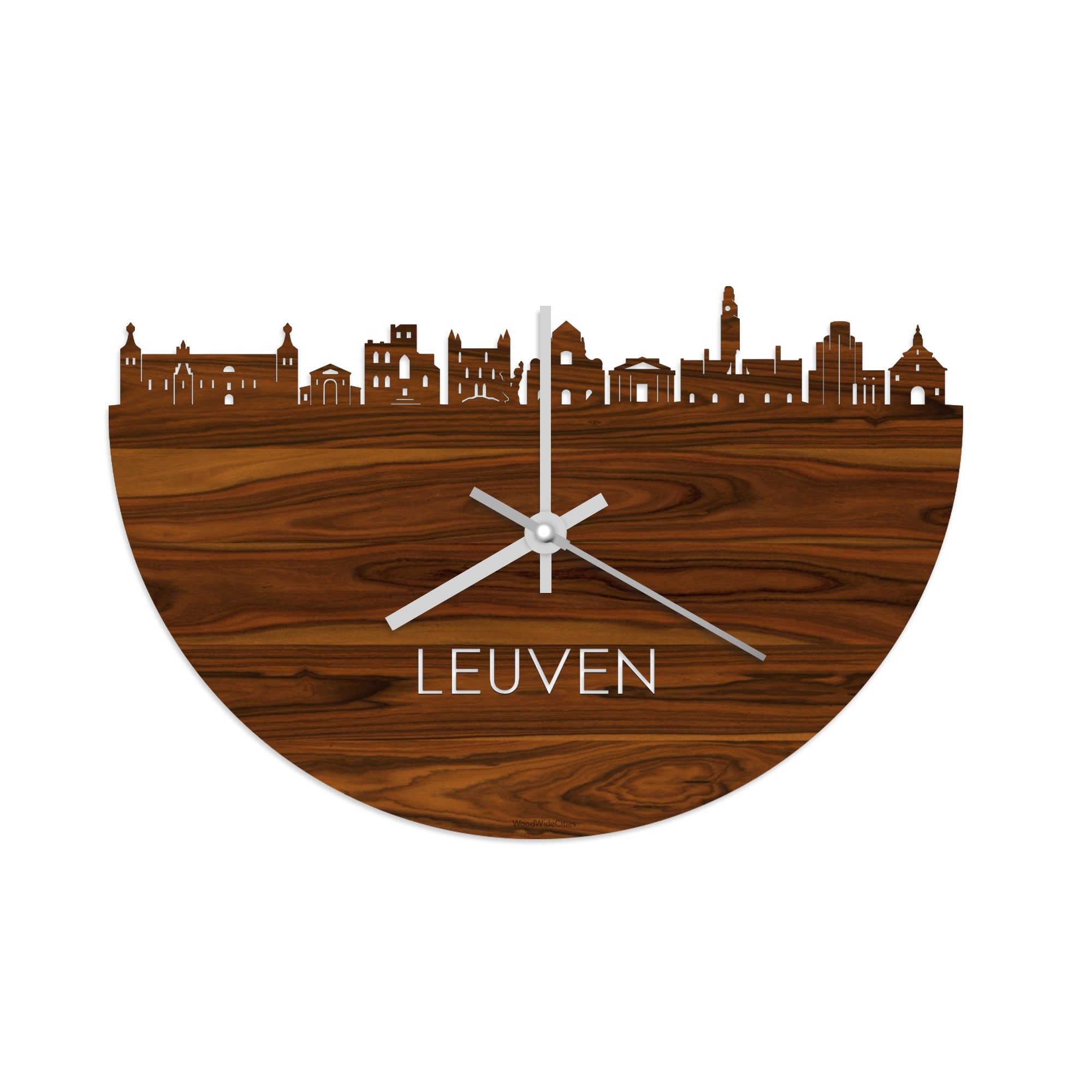 Skyline Klok Leuven Palissander houten cadeau wanddecoratie relatiegeschenk van WoodWideCities