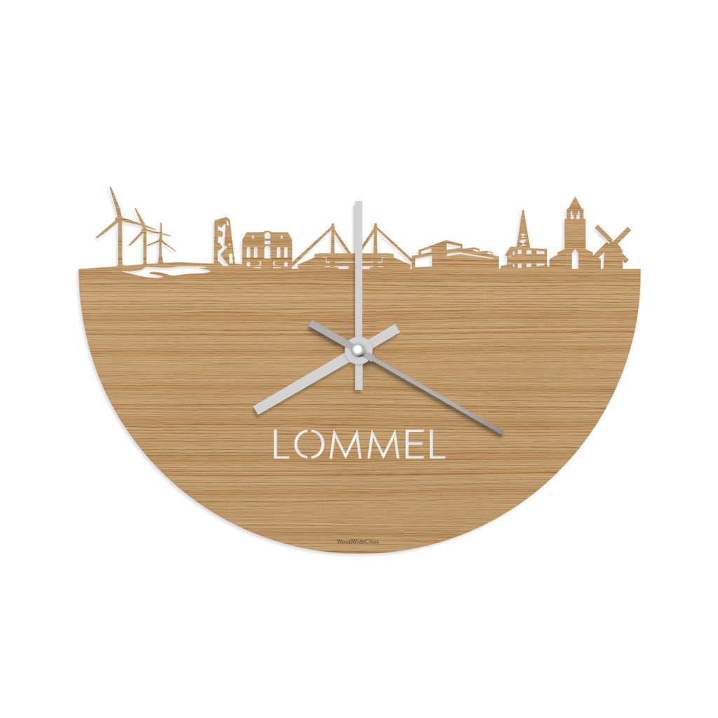 Skyline Klok Lommel Bamboe houten cadeau wanddecoratie relatiegeschenk van WoodWideCities