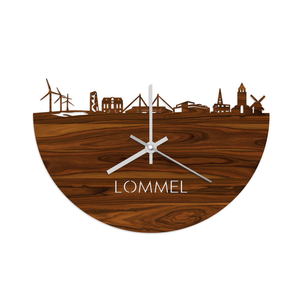 Skyline Klok Lommel Palissander houten cadeau wanddecoratie relatiegeschenk van WoodWideCities