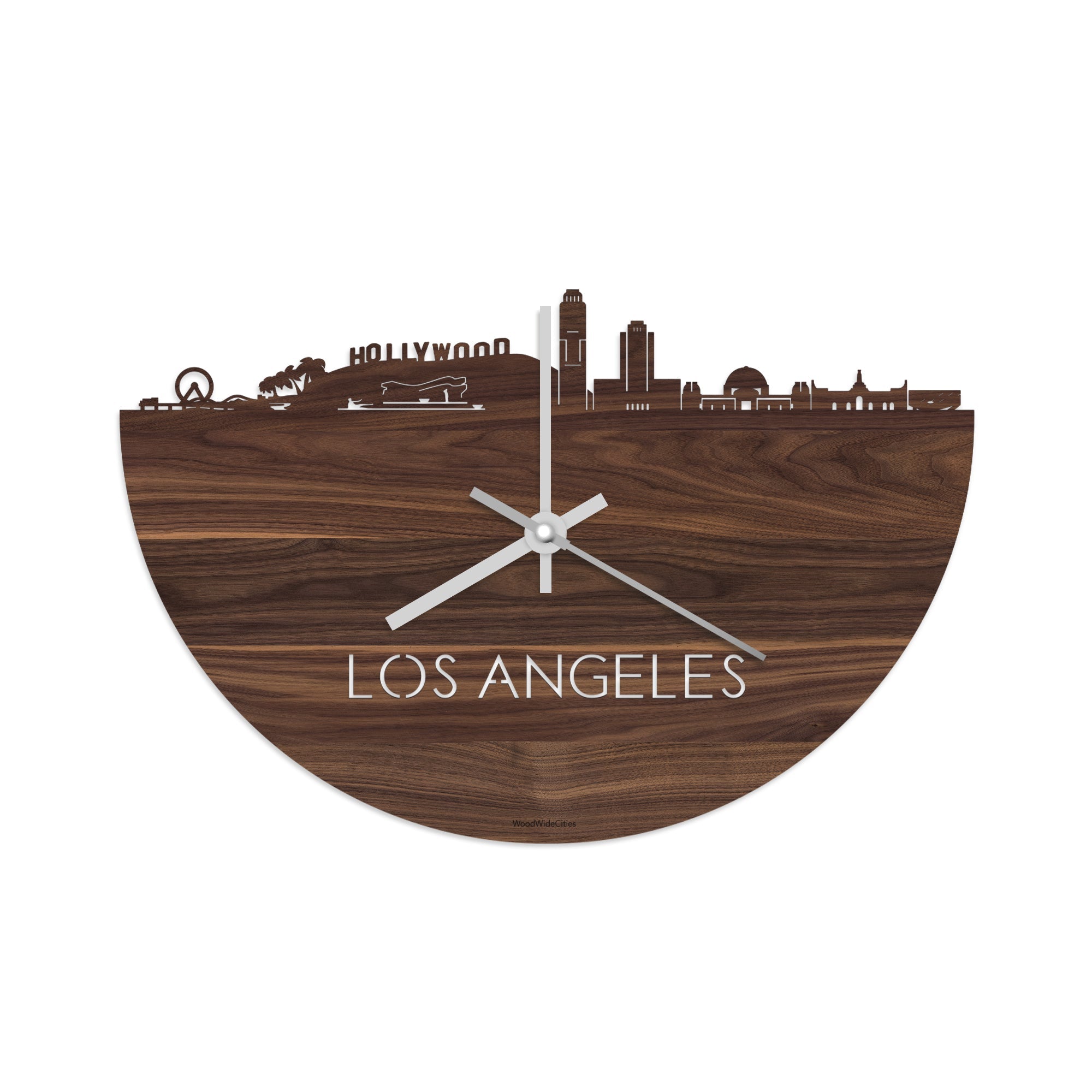 Skyline Klok Los-angeles Noten houten cadeau decoratie relatiegeschenk van WoodWideCities