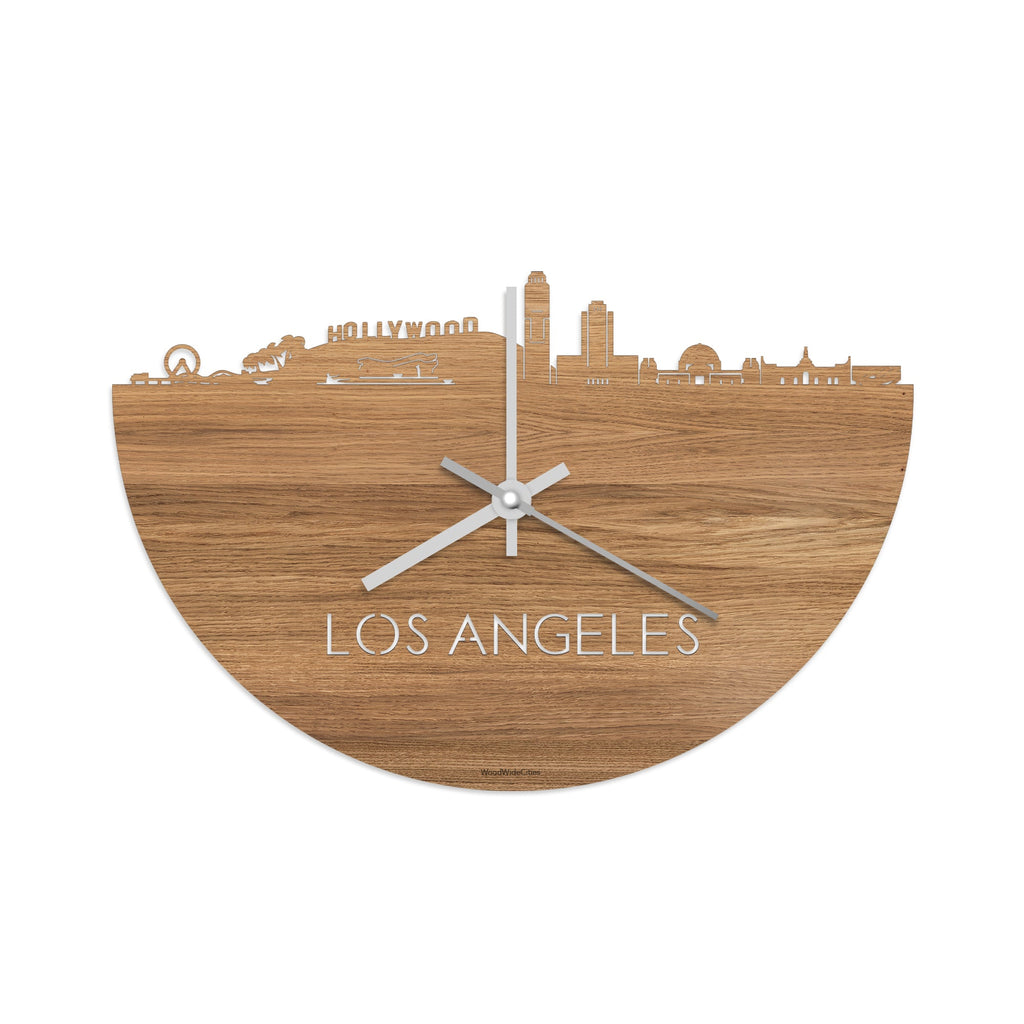 Skyline Klok Los-angeles Eiken houten cadeau decoratie relatiegeschenk van WoodWideCities