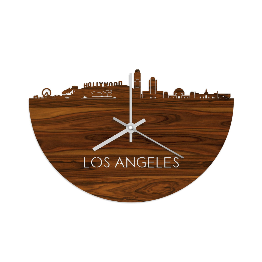 Skyline Klok Los-angeles Palissander houten cadeau decoratie relatiegeschenk van WoodWideCities