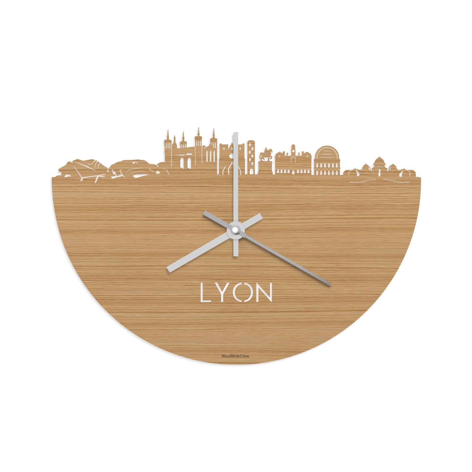 Skyline Klok Lyon Bamboe houten cadeau decoratie relatiegeschenk van WoodWideCities