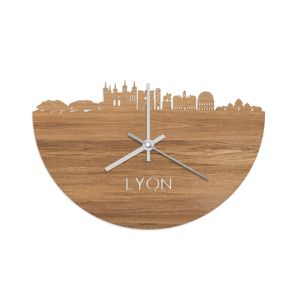 Skyline Klok Lyon Eiken houten cadeau decoratie relatiegeschenk van WoodWideCities