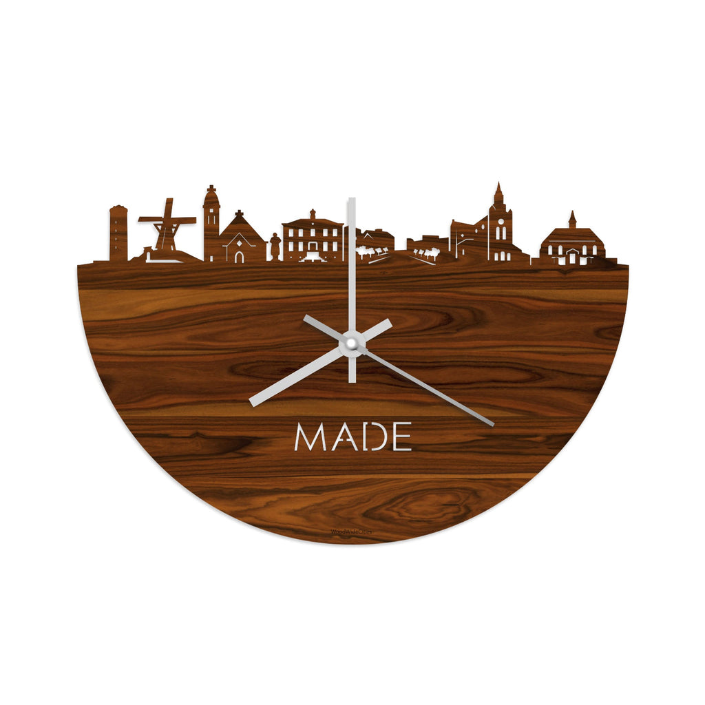 Skyline Klok Made Palissander houten cadeau decoratie relatiegeschenk van WoodWideCities