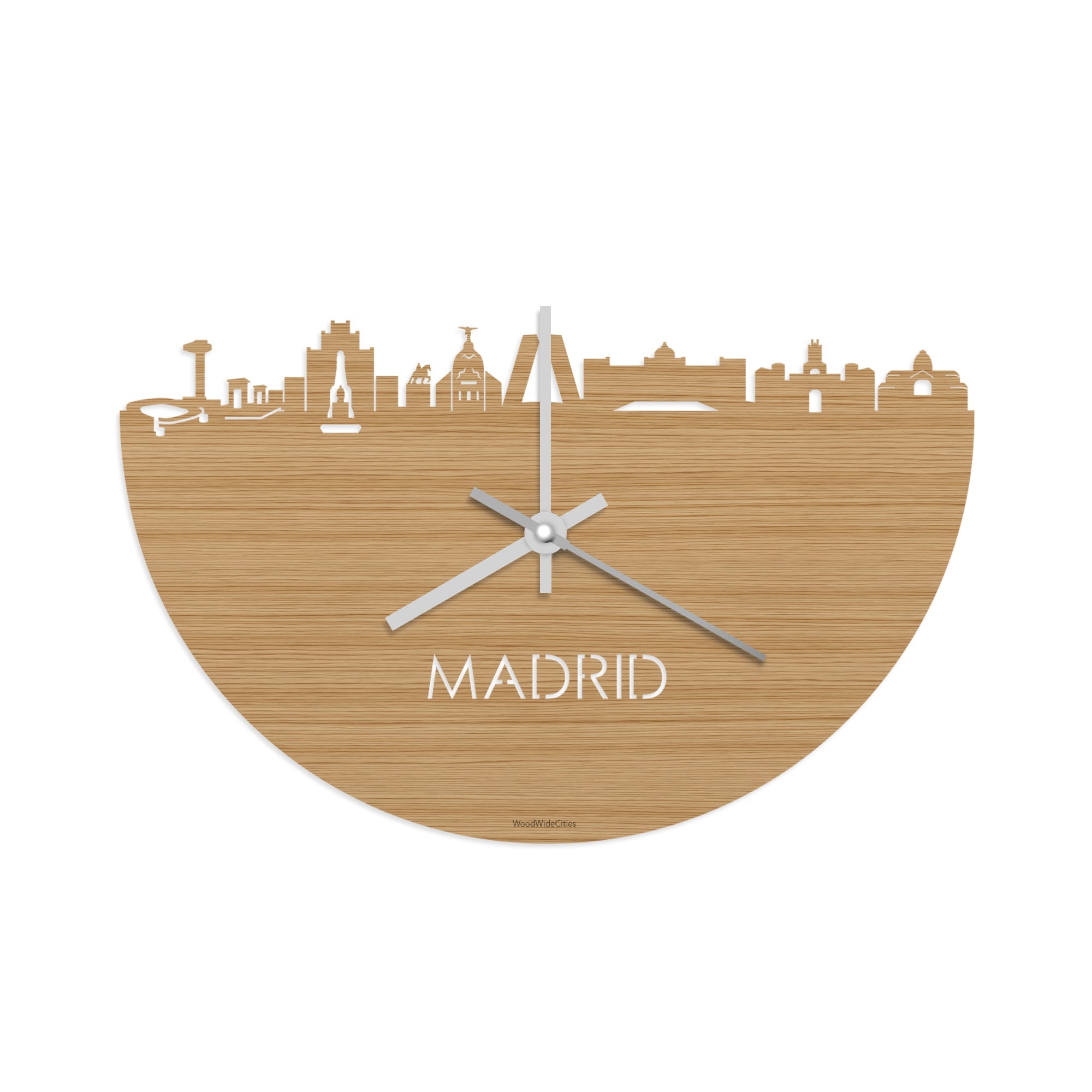 Skyline Klok Madrid Bamboe houten cadeau wanddecoratie relatiegeschenk van WoodWideCities