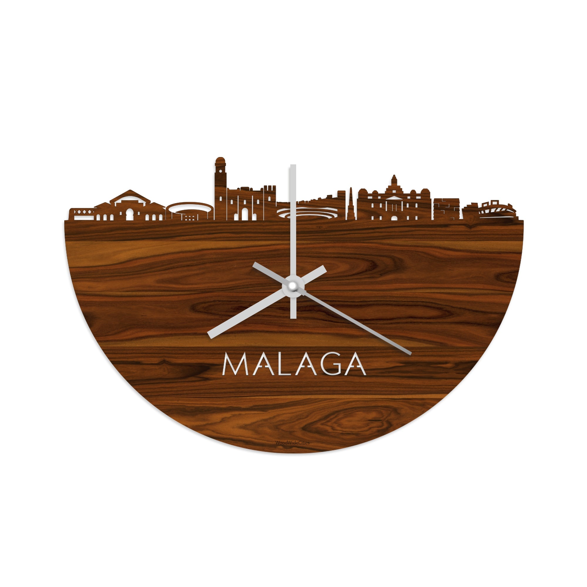 Skyline Klok Malaga Palissander houten cadeau decoratie relatiegeschenk van WoodWideCities