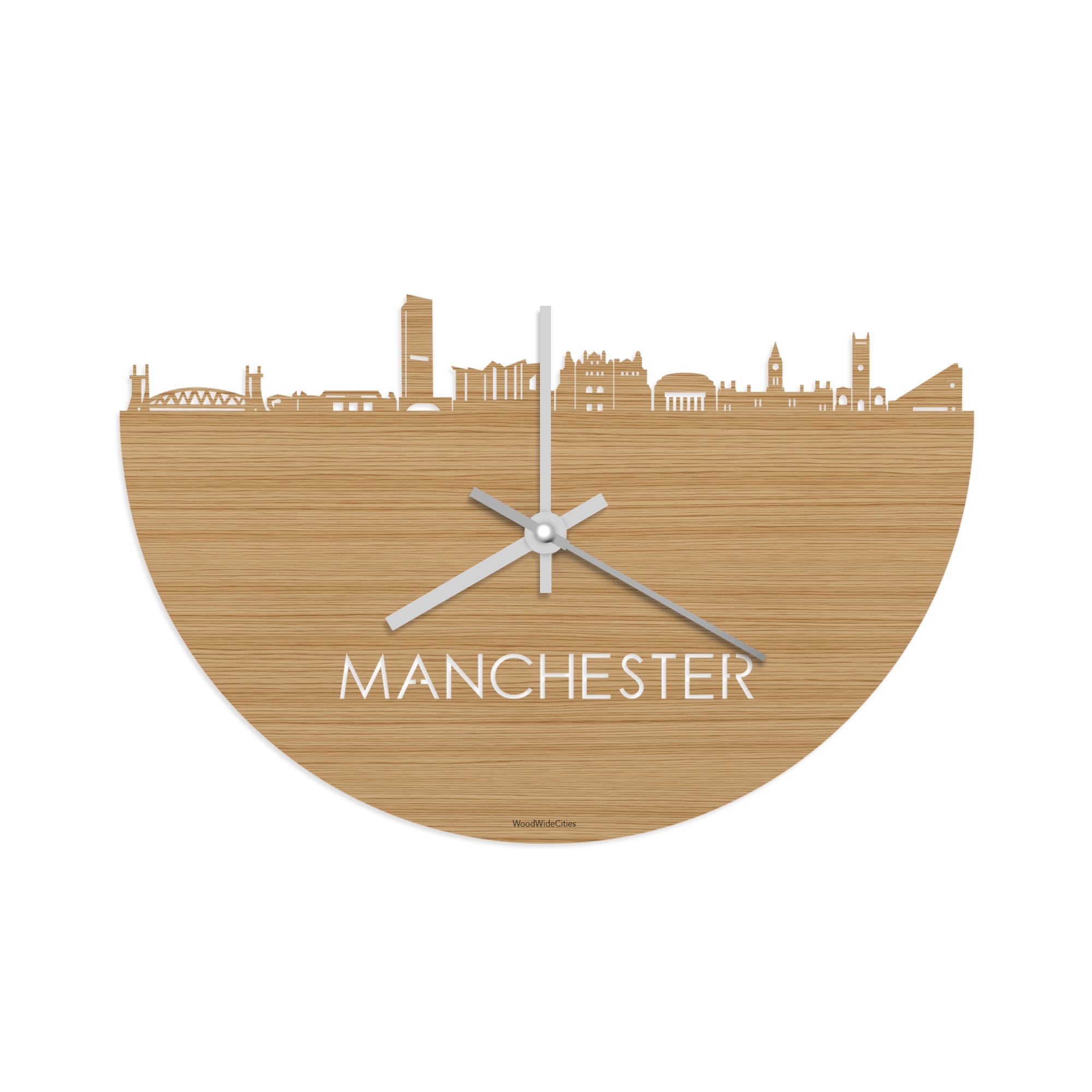 Skyline Klok Manchester Bamboe houten cadeau decoratie relatiegeschenk van WoodWideCities