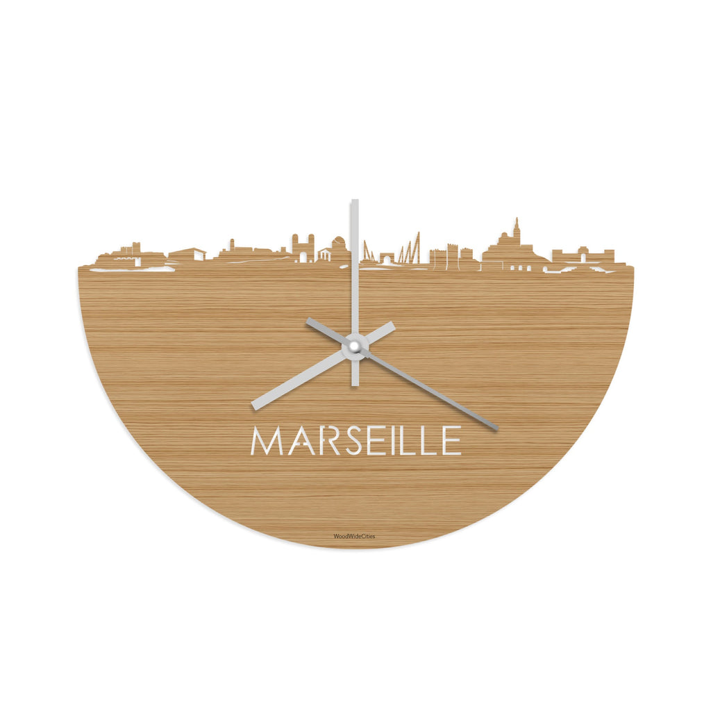 Skyline Klok Marseille Bamboe houten cadeau decoratie relatiegeschenk van WoodWideCities