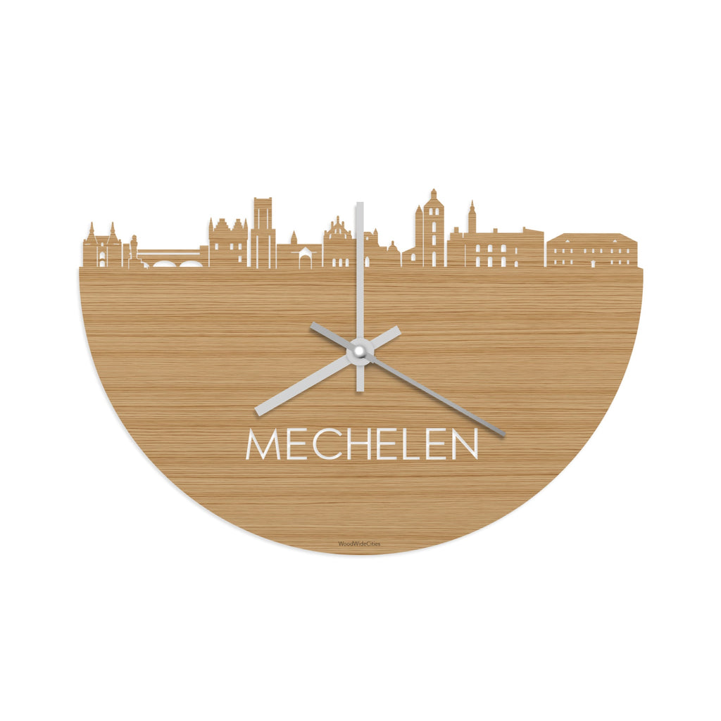 Skyline Klok Mechelen Bamboe houten cadeau wanddecoratie relatiegeschenk van WoodWideCities