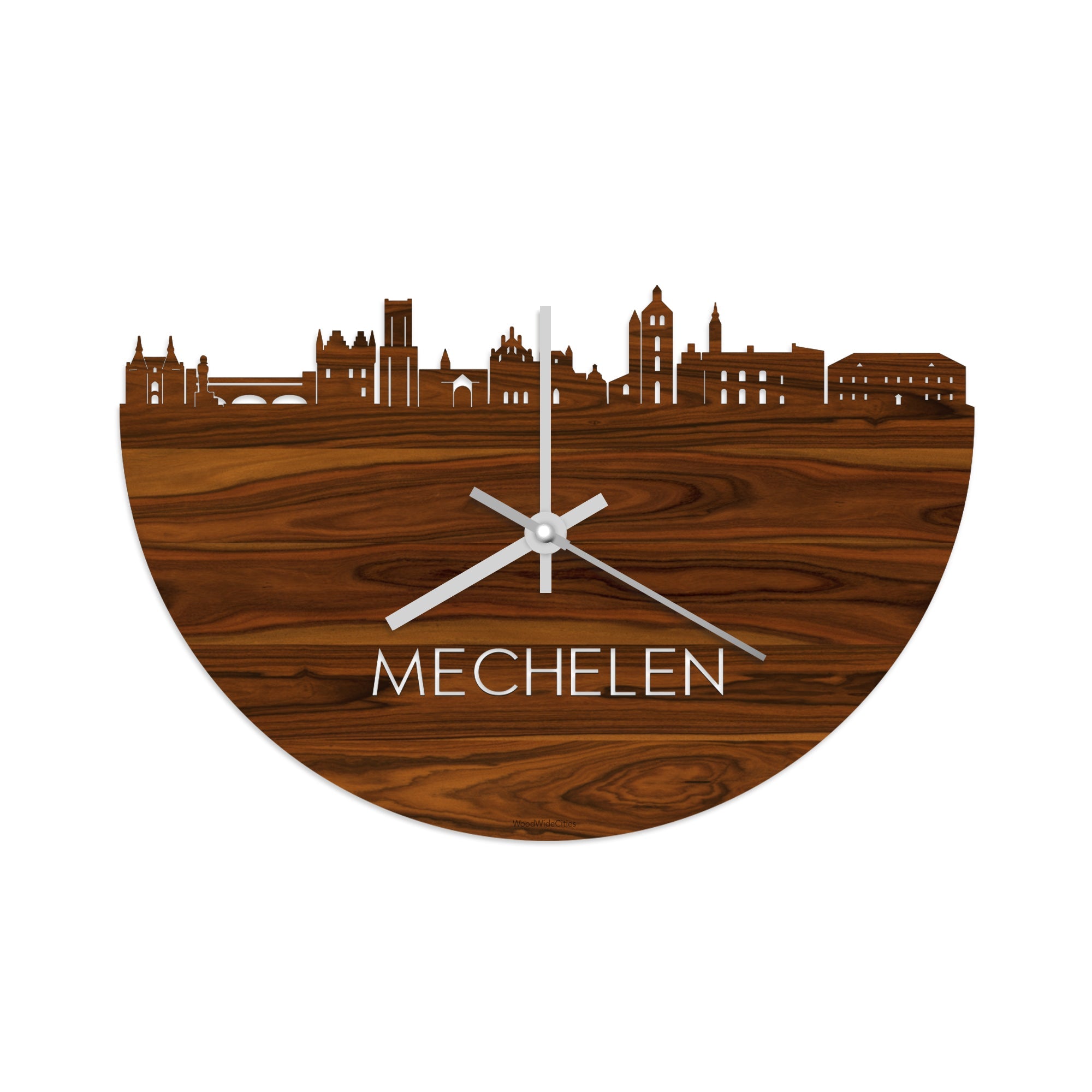 Skyline Klok Mechelen Palissander houten cadeau wanddecoratie relatiegeschenk van WoodWideCities