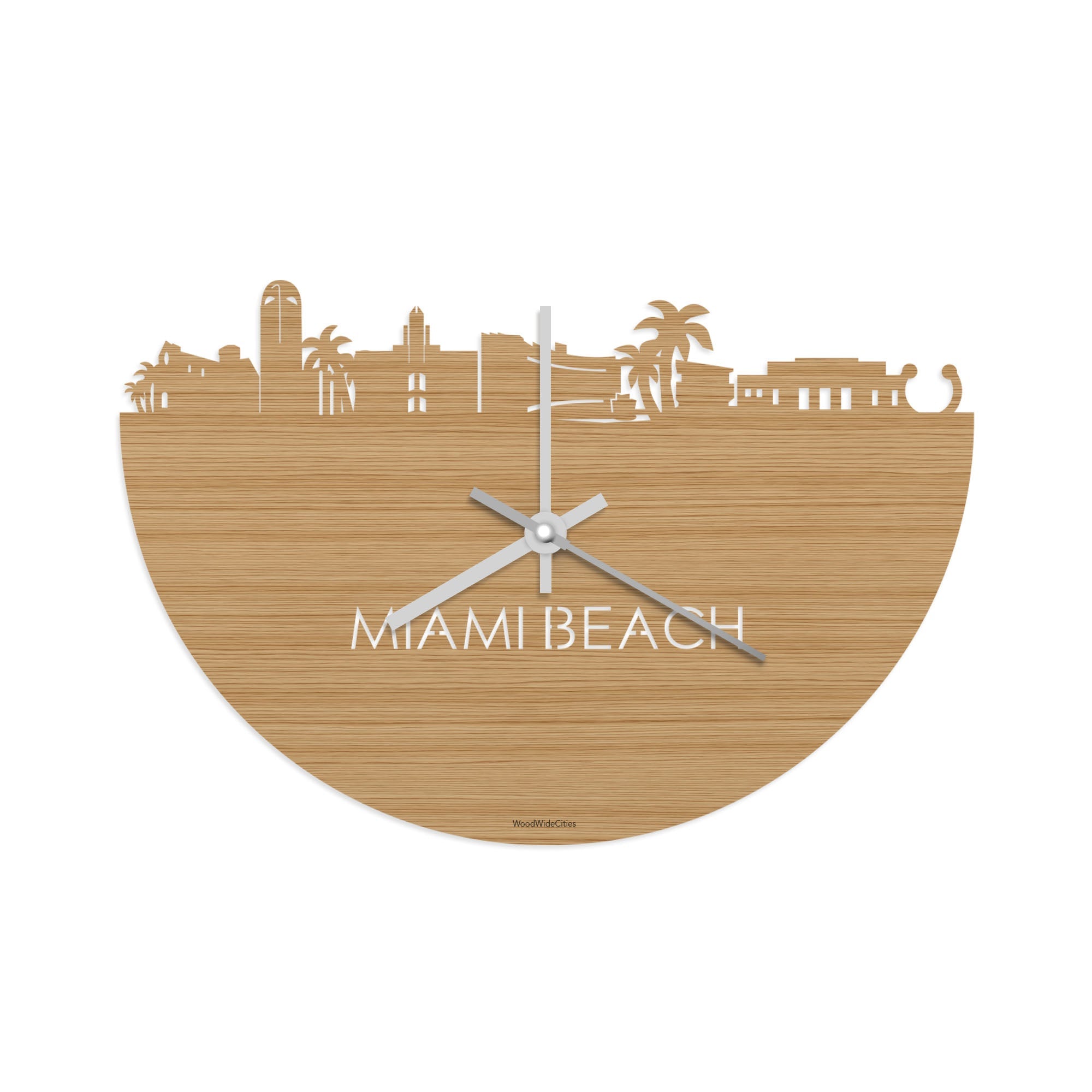 Skyline Klok Miami-beach Bamboe houten cadeau decoratie relatiegeschenk van WoodWideCities