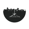 Skyline Klok Miami-beach Black Zwart houten cadeau decoratie relatiegeschenk van WoodWideCities