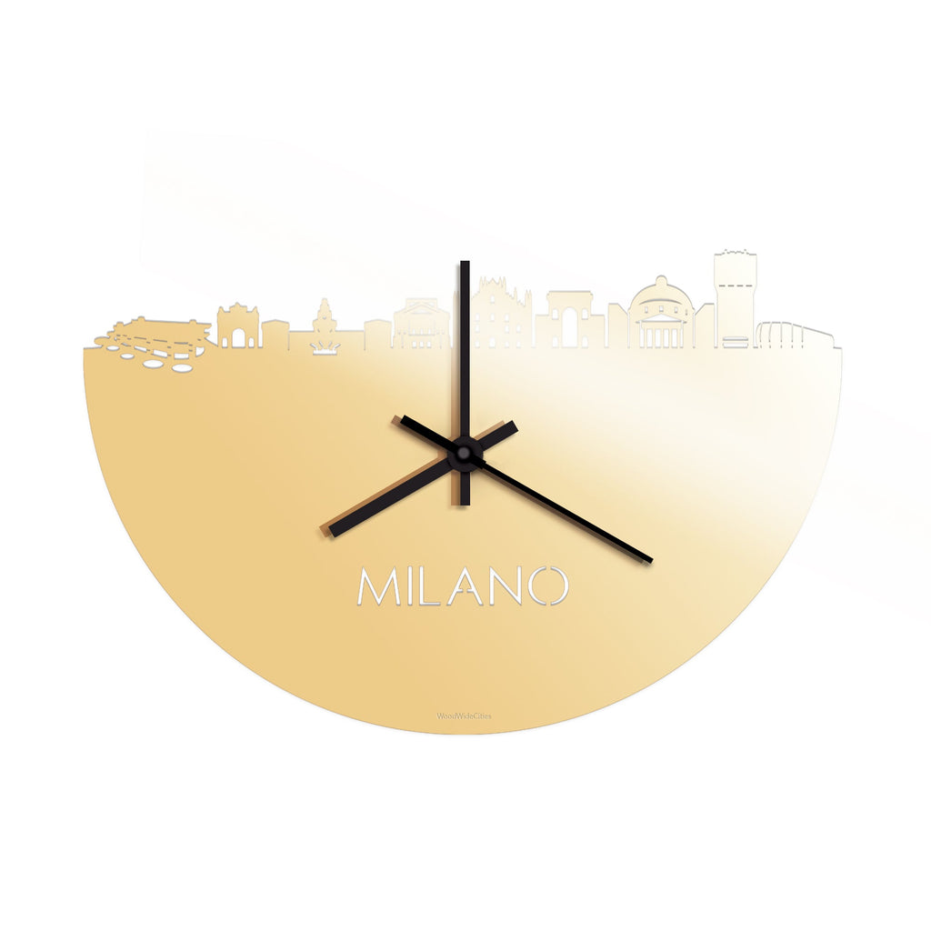 Skyline Klok Milano Metallic Goud gerecycled kunststof cadeau decoratie relatiegeschenk van WoodWideCities