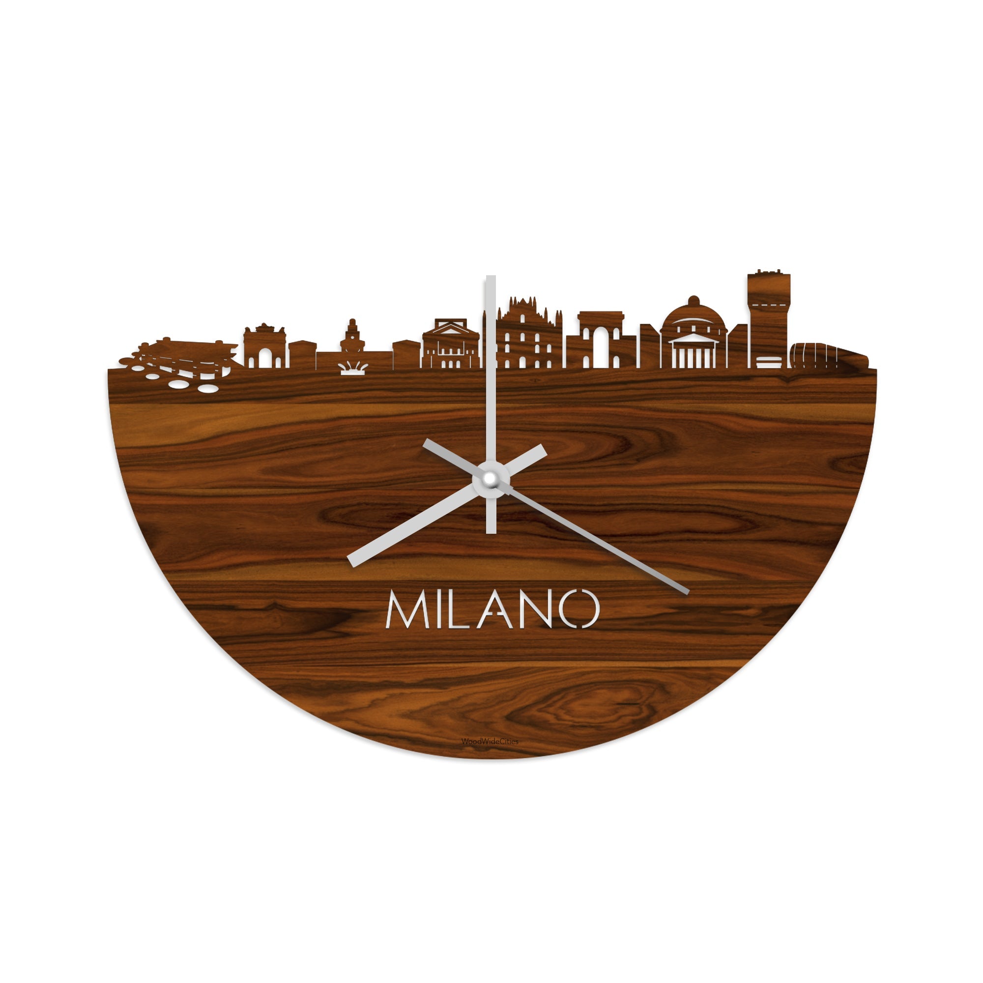 Skyline Klok Milano Palissander houten cadeau decoratie relatiegeschenk van WoodWideCities