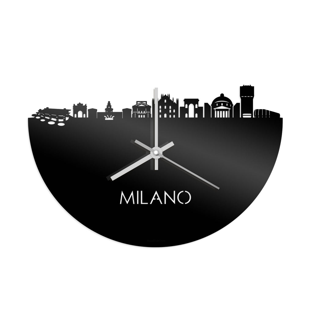 Skyline Klok Milano Zwart glanzend gerecycled kunststof cadeau decoratie relatiegeschenk van WoodWideCities
