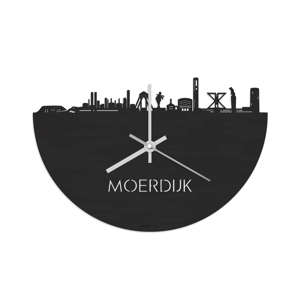 Skyline Klok Moerdijk Black Zwart houten cadeau decoratie relatiegeschenk van WoodWideCities