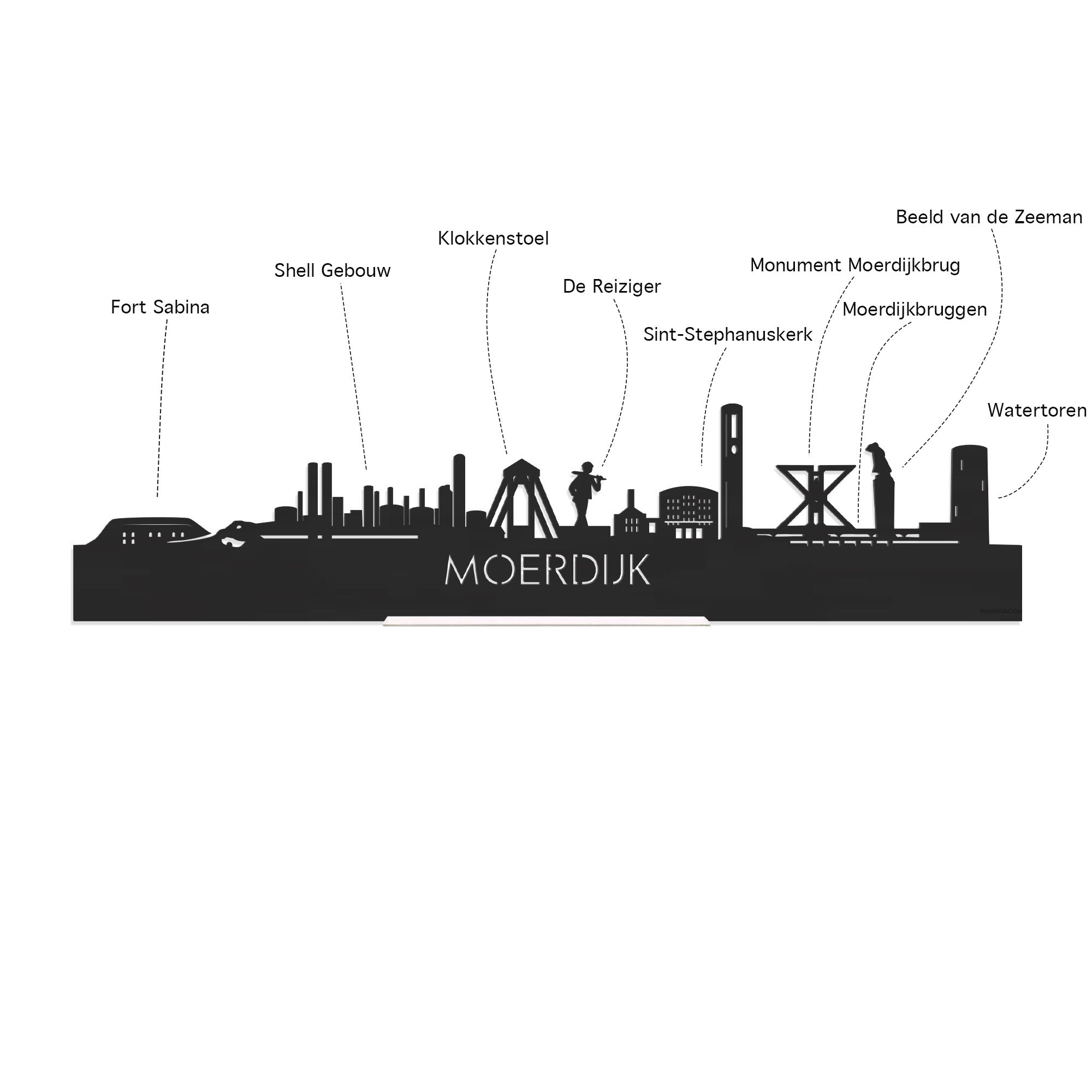 Skyline Klok Moerdijk Metallic Goud gerecycled kunststof cadeau decoratie relatiegeschenk van WoodWideCities