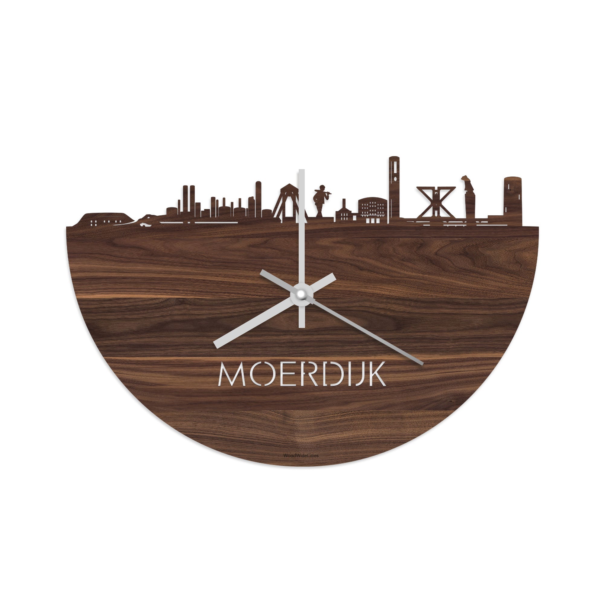 Skyline Klok Moerdijk Noten houten cadeau decoratie relatiegeschenk van WoodWideCities