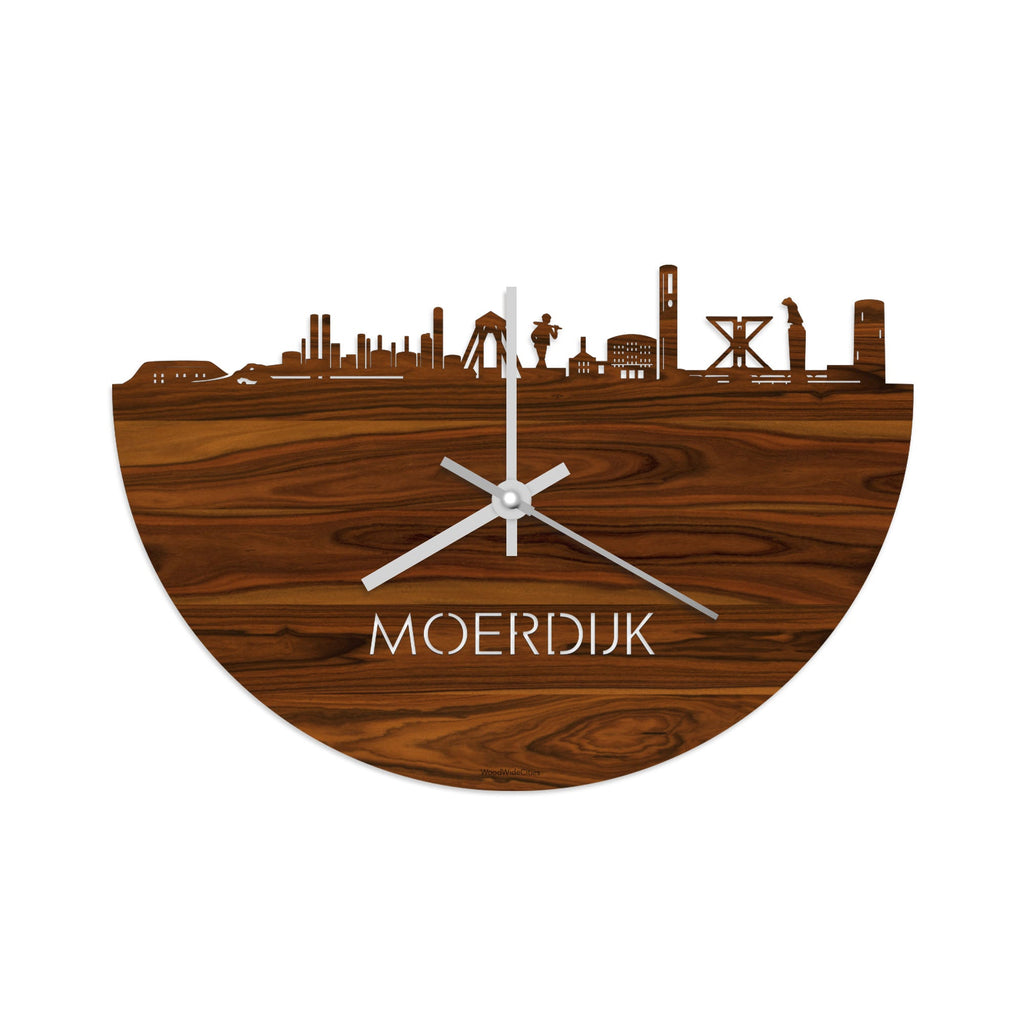 Skyline Klok Moerdijk Palissander houten cadeau decoratie relatiegeschenk van WoodWideCities