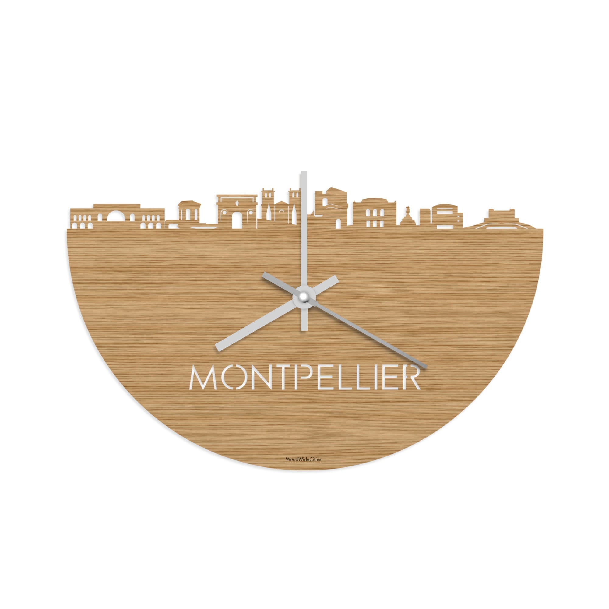 Skyline Klok Montpellier Bamboe houten cadeau decoratie relatiegeschenk van WoodWideCities