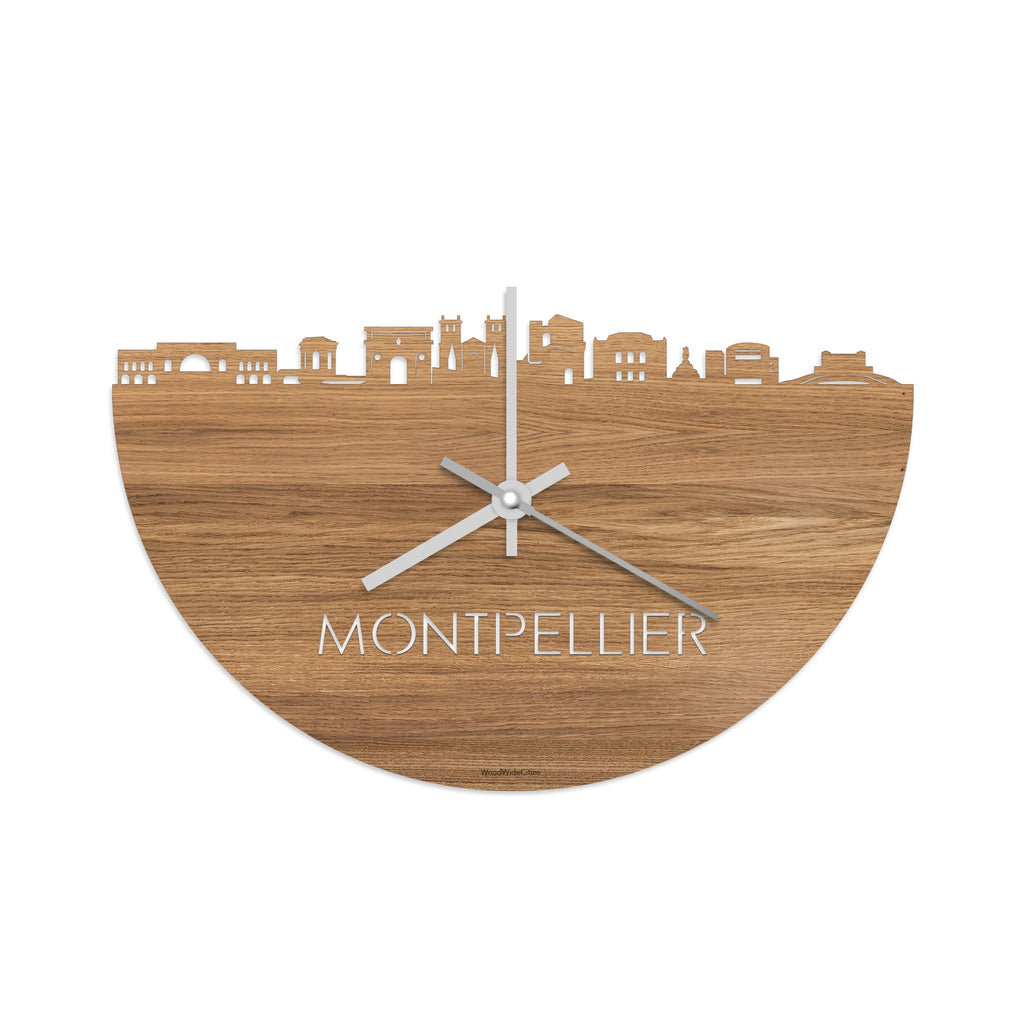 Skyline Klok Montpellier Eiken houten cadeau decoratie relatiegeschenk van WoodWideCities