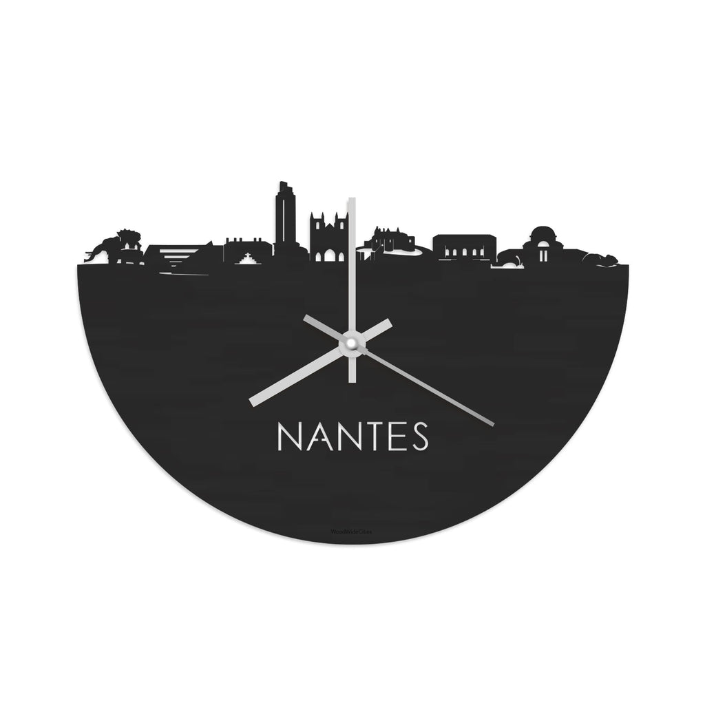 Skyline Klok Nantes Black Zwart houten cadeau decoratie relatiegeschenk van WoodWideCities