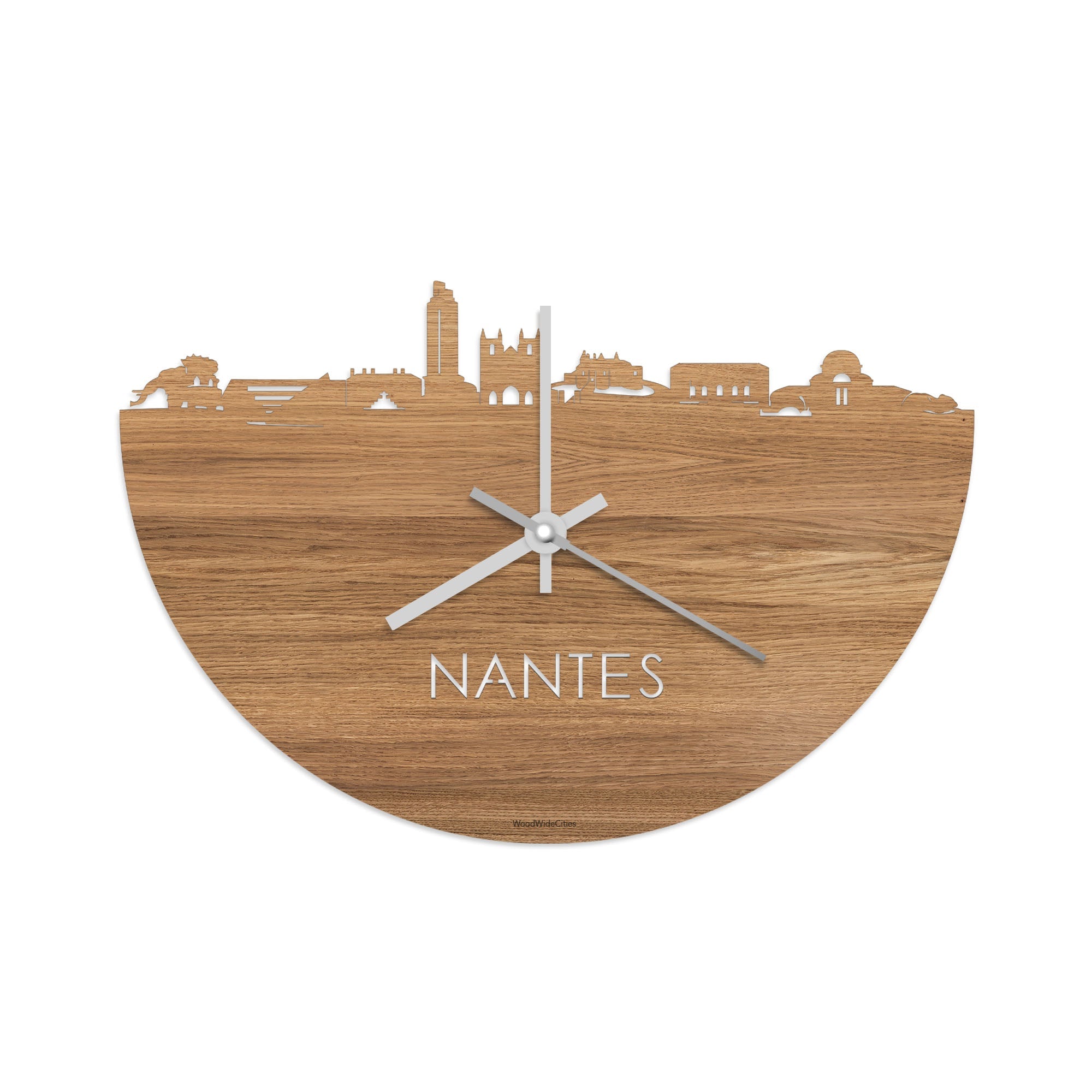 Skyline Klok Nantes Eiken houten cadeau decoratie relatiegeschenk van WoodWideCities