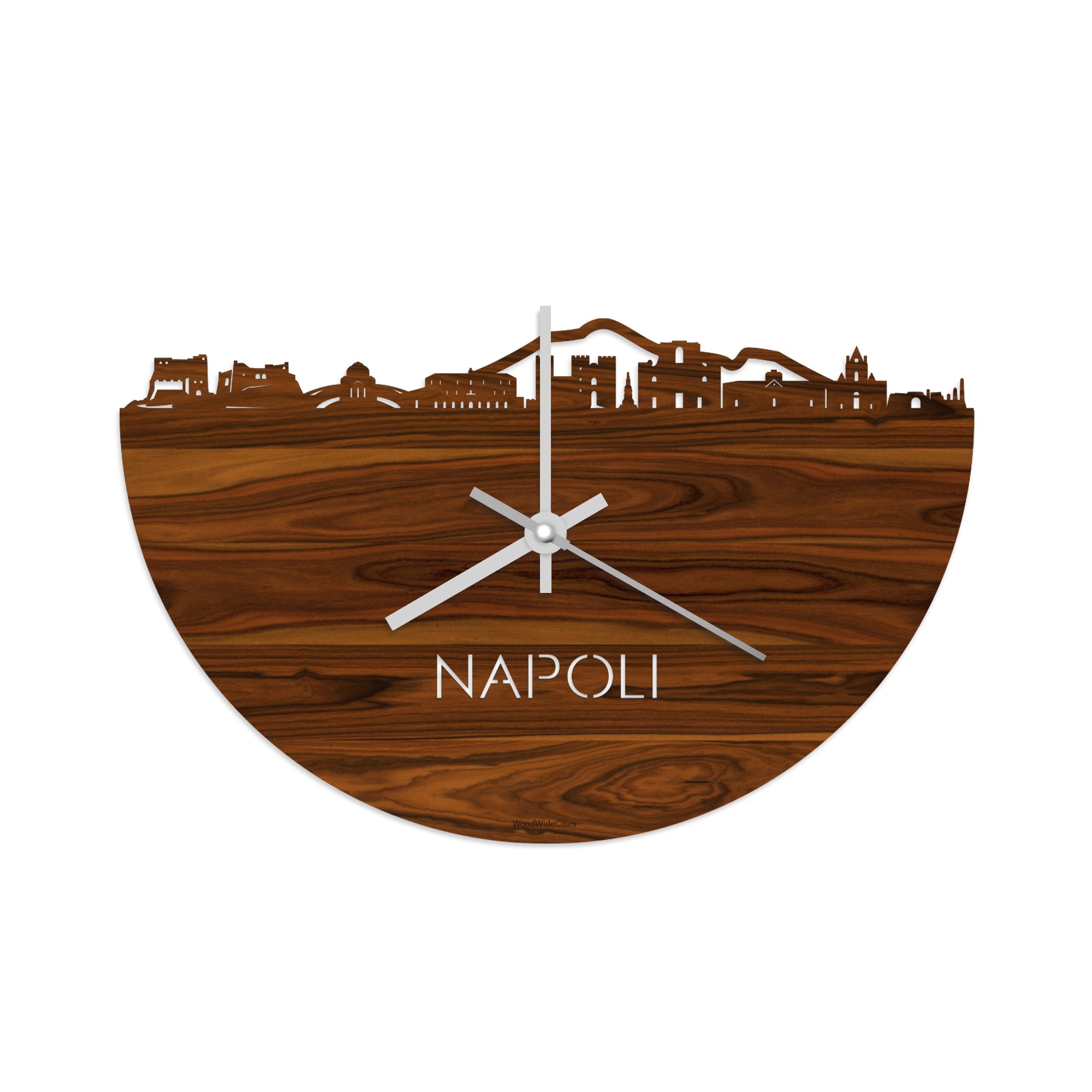 Skyline Klok Napoli Palissander houten cadeau decoratie relatiegeschenk van WoodWideCities