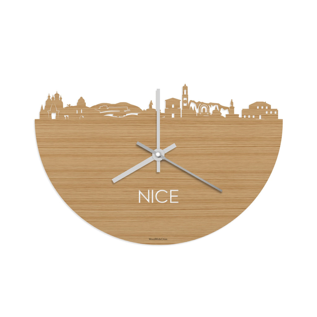 Skyline Klok Nice Bamboe houten cadeau decoratie relatiegeschenk van WoodWideCities