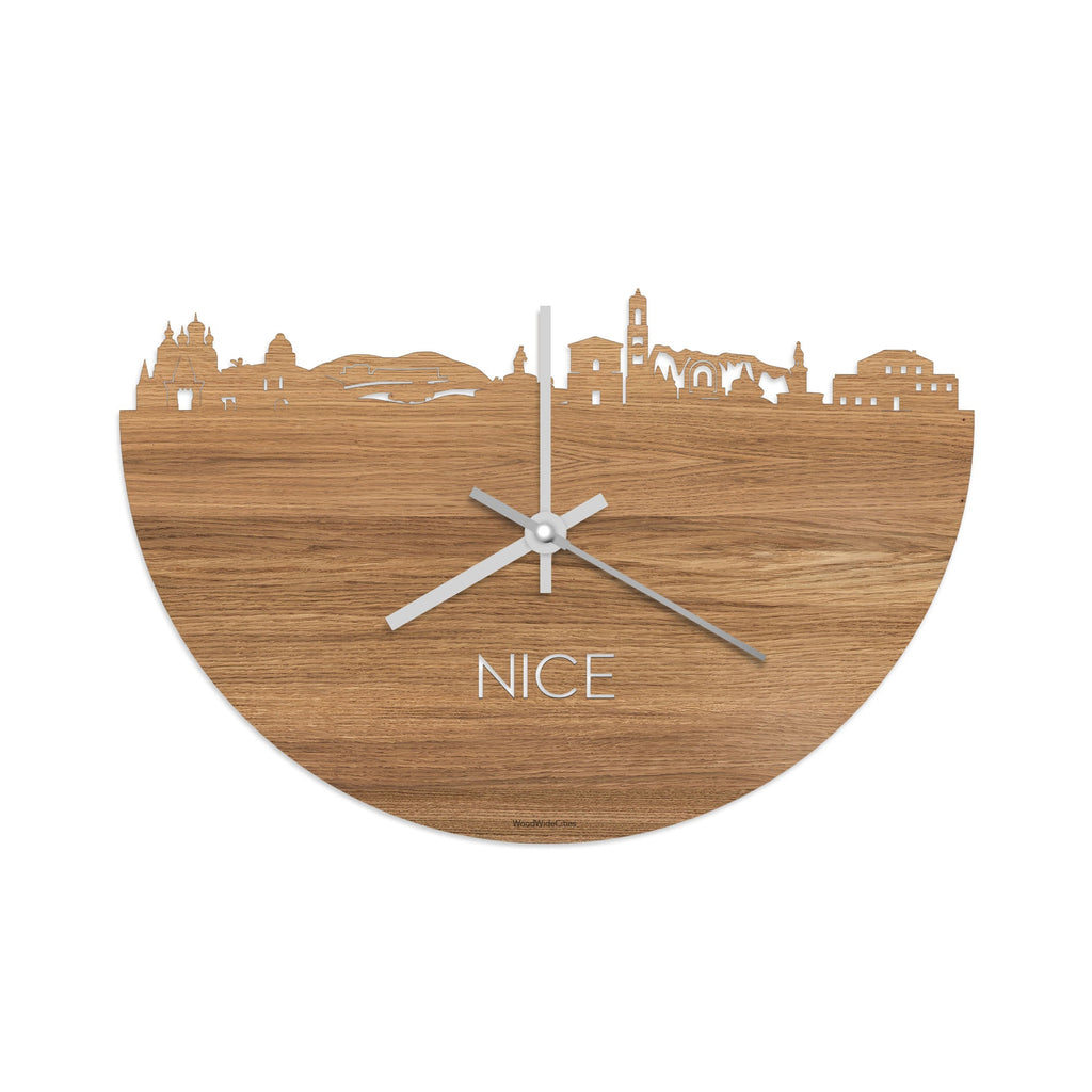 Skyline Klok Nice Eiken houten cadeau decoratie relatiegeschenk van WoodWideCities