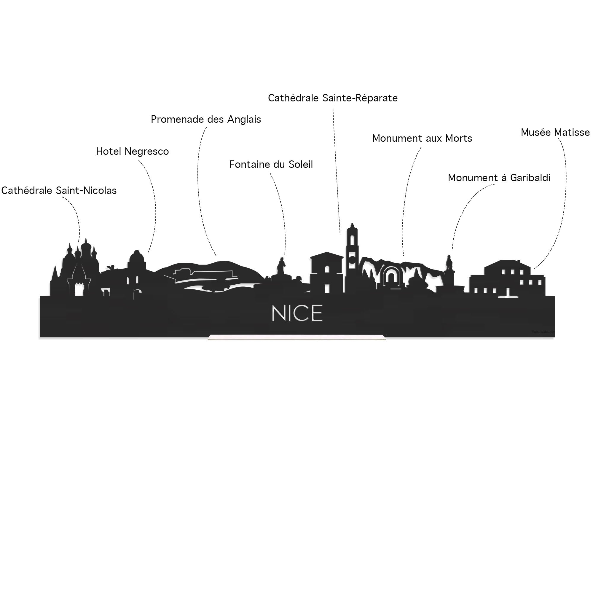 Skyline Klok Nice Spiegel gerecycled kunststof cadeau decoratie relatiegeschenk van WoodWideCities