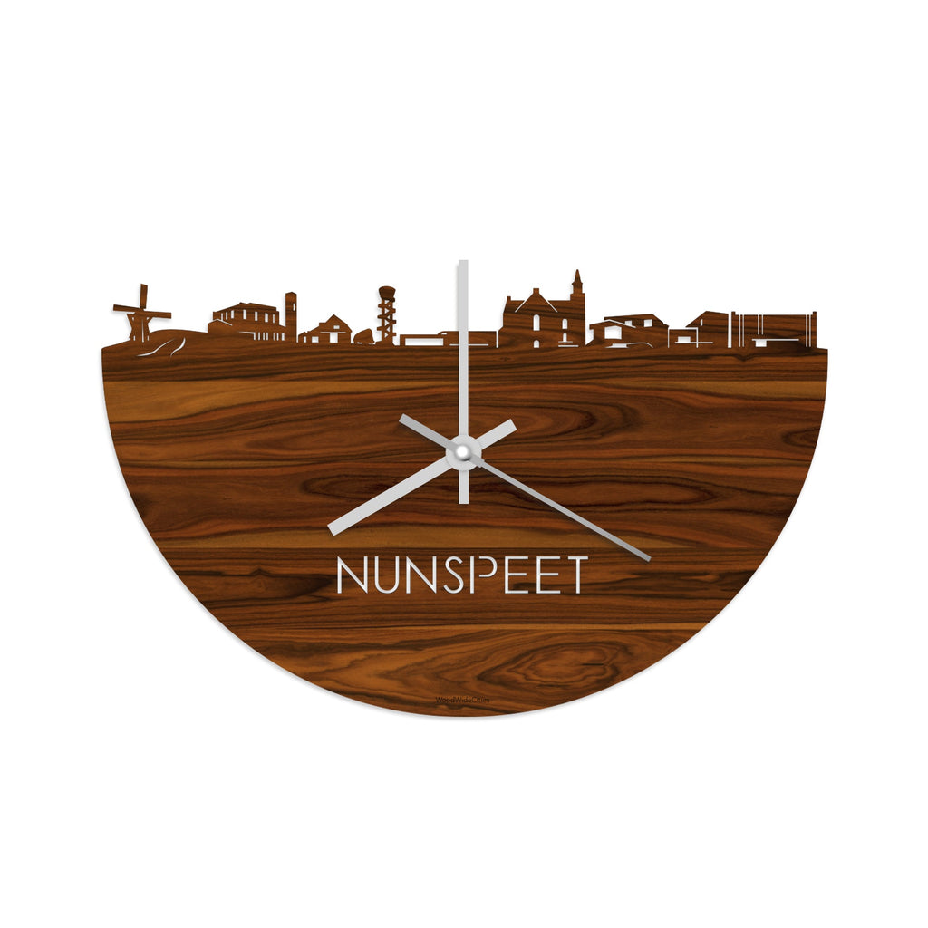 Skyline Klok Nunspeet Palissander houten cadeau decoratie relatiegeschenk van WoodWideCities