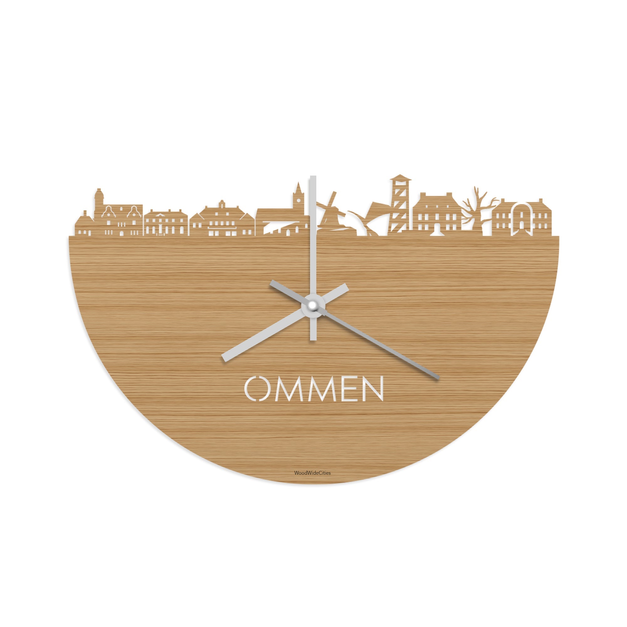 Skyline Klok Ommen Bamboe houten cadeau decoratie relatiegeschenk van WoodWideCities