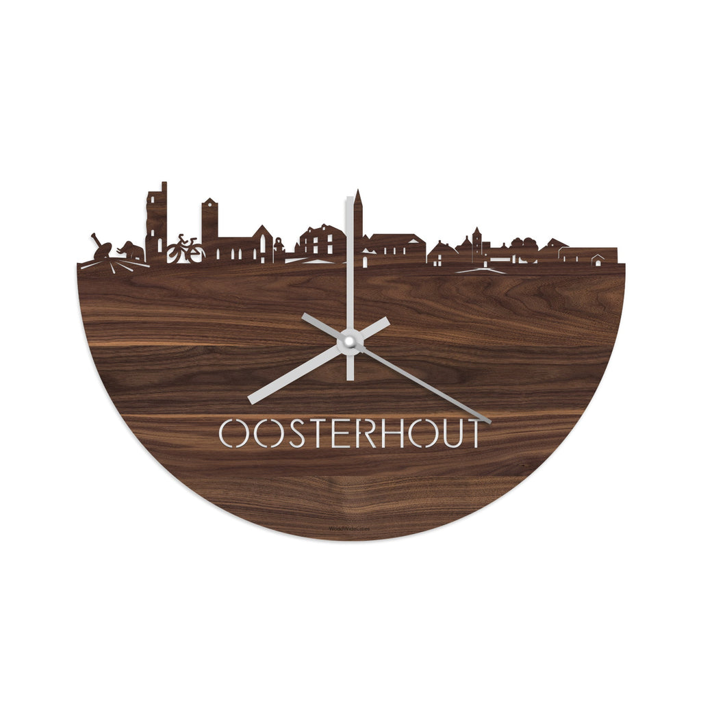 Skyline Klok Oosterhout Noten houten cadeau wanddecoratie relatiegeschenk van WoodWideCities