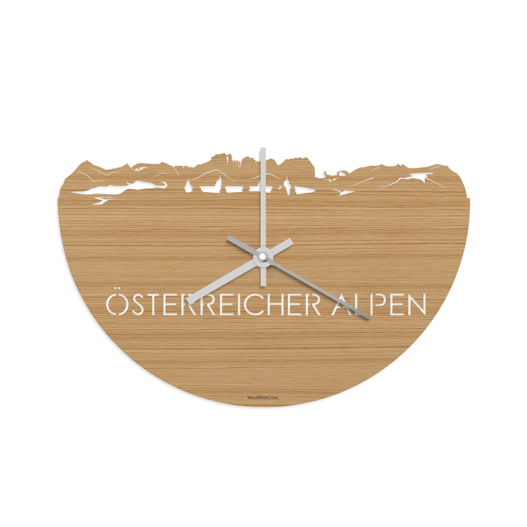 Skyline Klok Österreicher Alpen Bamboe houten cadeau decoratie relatiegeschenk van WoodWideCities