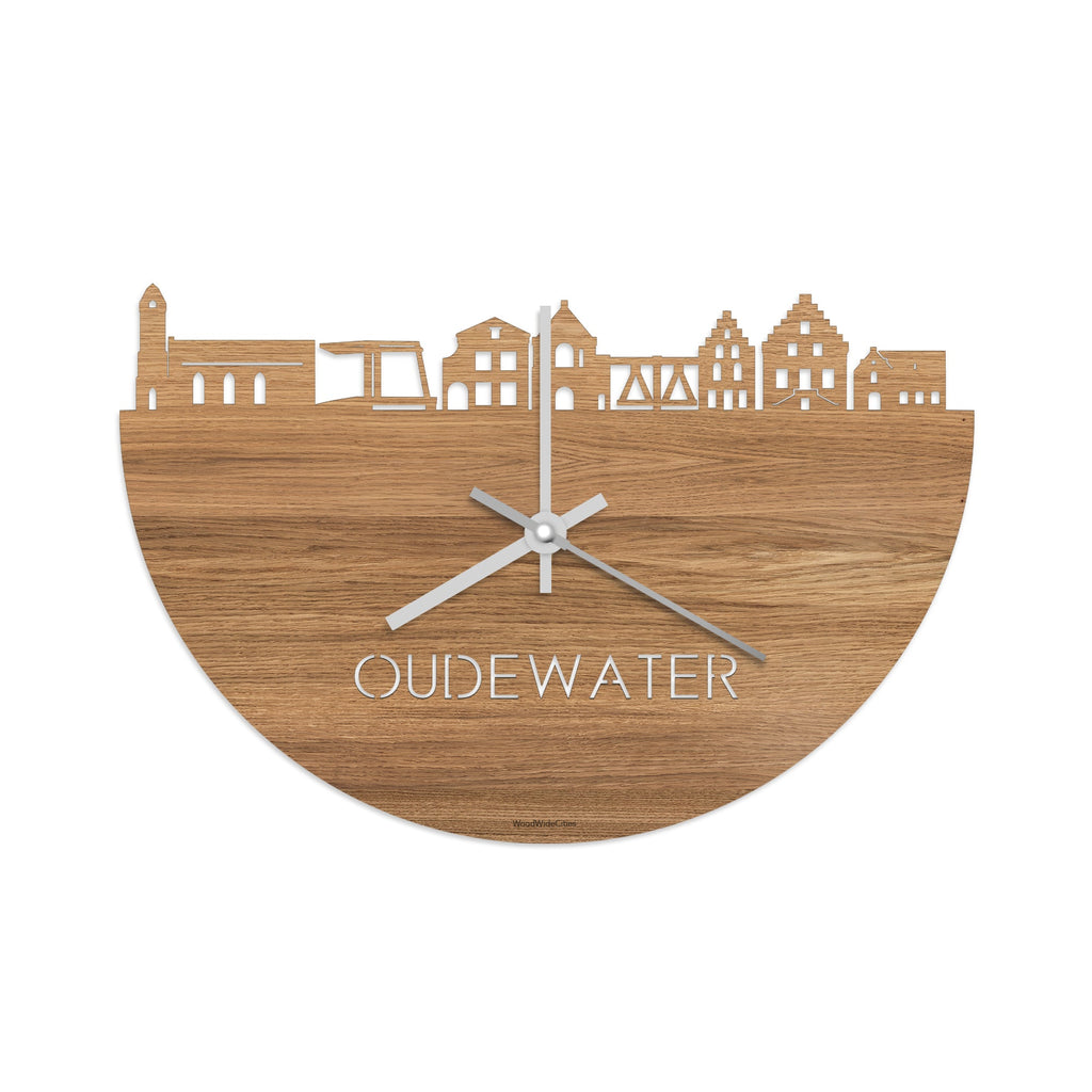 Skyline Klok Oudewater Eiken houten cadeau decoratie relatiegeschenk van WoodWideCities