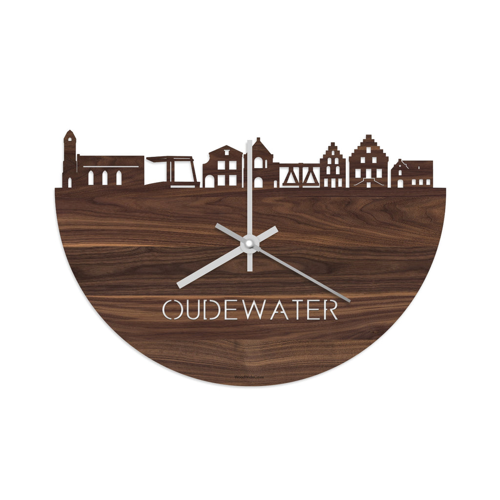 Skyline Klok Oudewater Noten houten cadeau decoratie relatiegeschenk van WoodWideCities