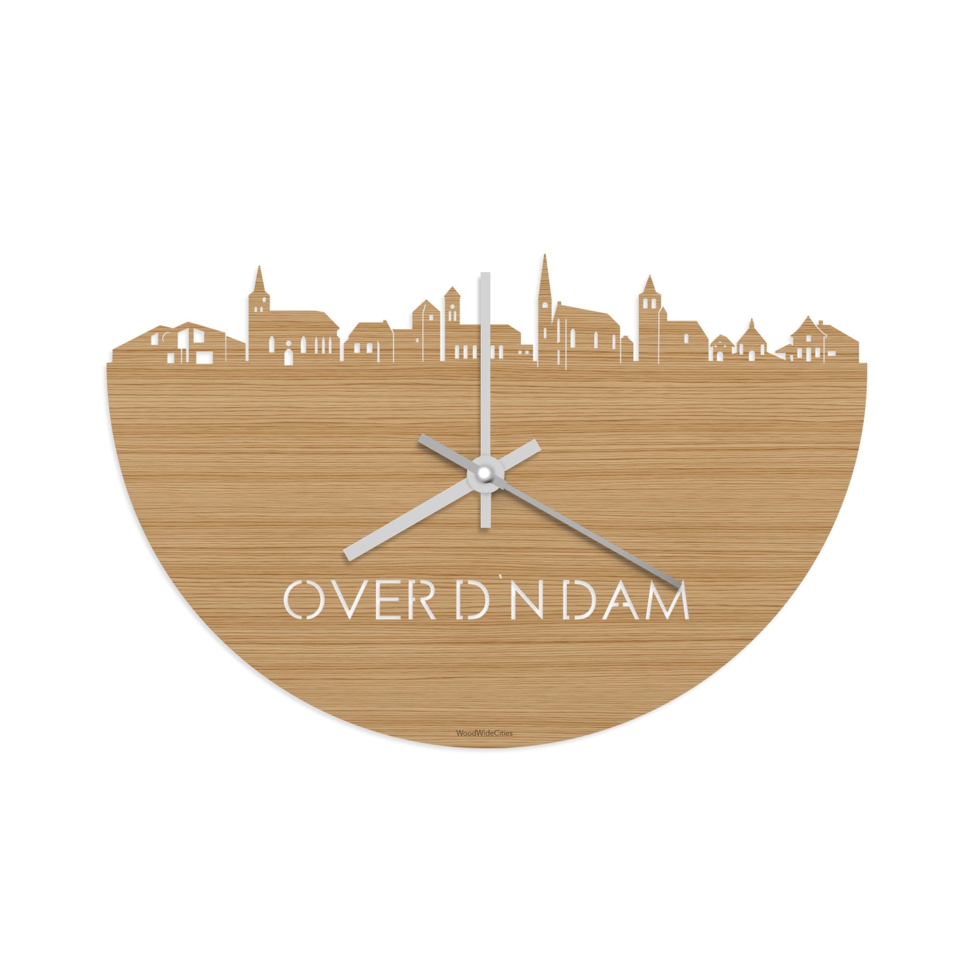 Skyline Klok Over d'n Dam Bamboe houten cadeau wanddecoratie relatiegeschenk van WoodWideCities