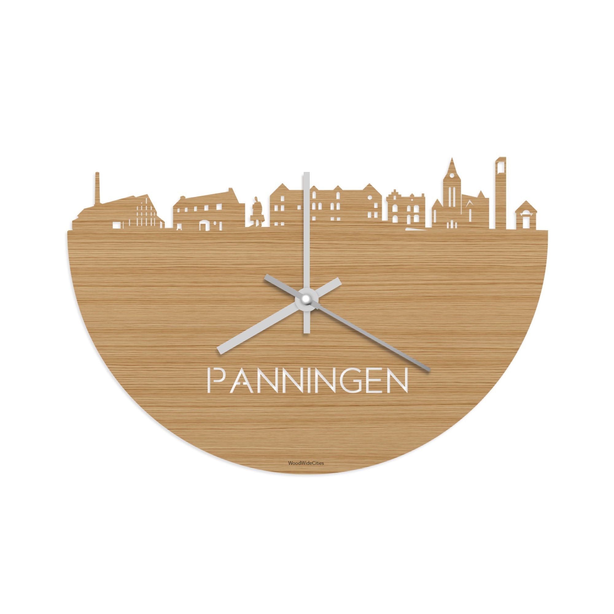 Skyline Klok Panningen Bamboe houten cadeau decoratie relatiegeschenk van WoodWideCities