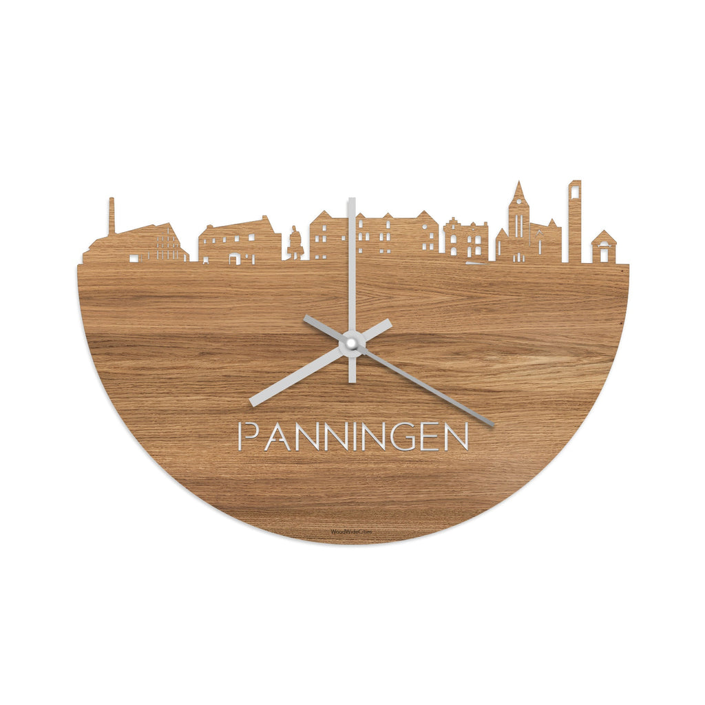 Skyline Klok Panningen Eiken houten cadeau decoratie relatiegeschenk van WoodWideCities