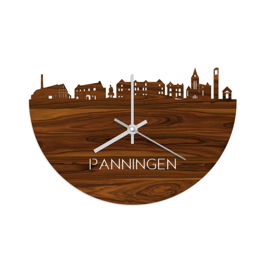 Skyline Klok Panningen Palissander houten cadeau decoratie relatiegeschenk van WoodWideCities